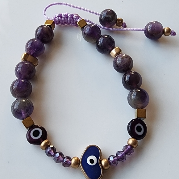 Amatist and Blue Beaded Bracelet - Picture 2 of 3